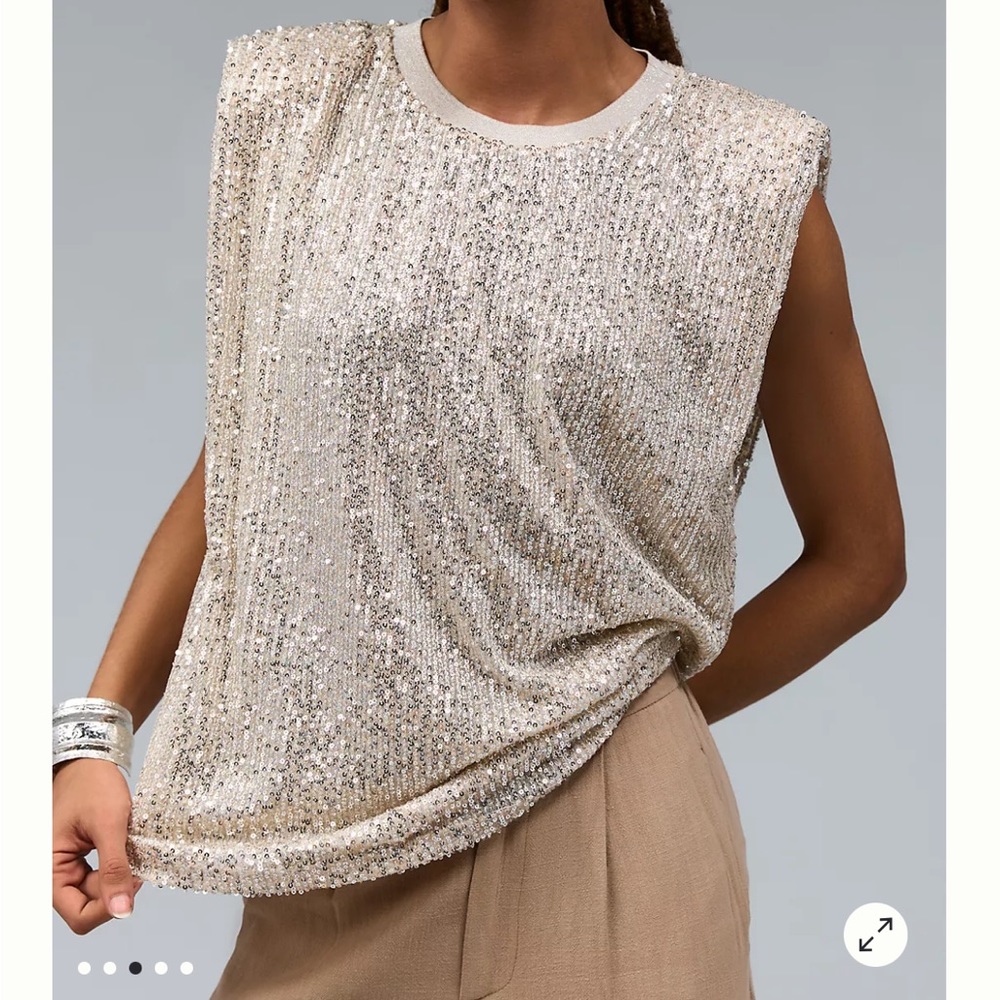 Gorgeous sequin sleeveless top in soft ivory color; new without tags-Sparkle!